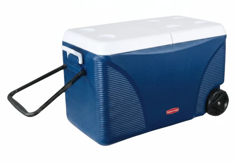 Cooler grande blu con coperchio bianco