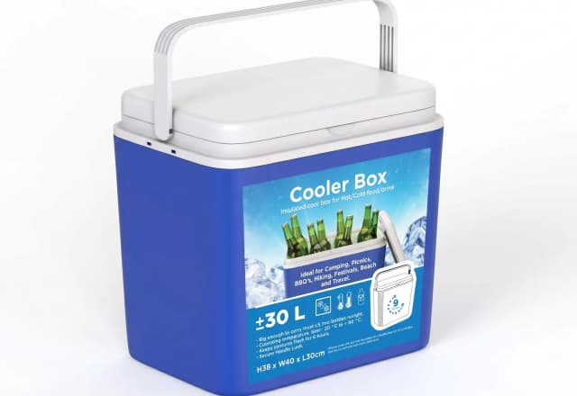 Cooler piccolo blu con coperchio bianco